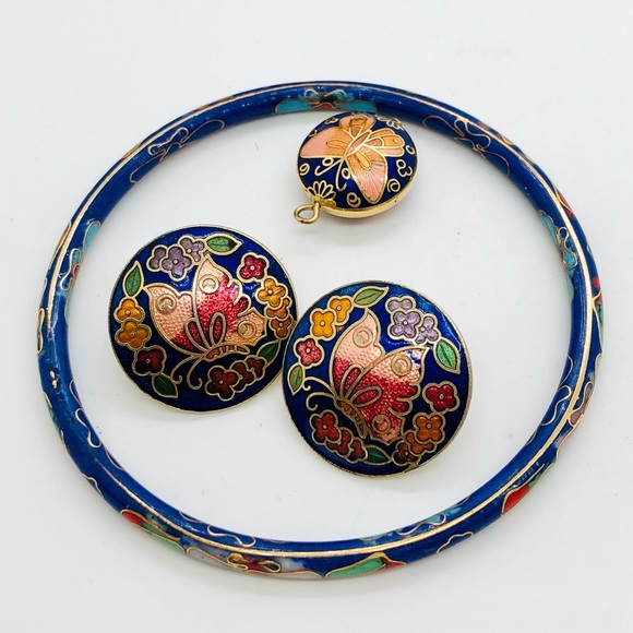 Vintage Butterfly Cloisonné Jewelry Lot - Picture 8 of 8